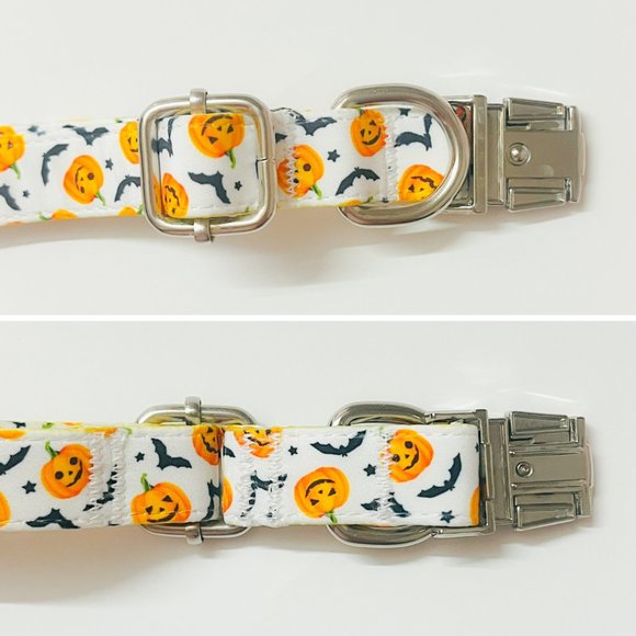 Halloween Dog Collar with Jack-o'-Lanterns and Bats (Medium) - Picture 5 of 6